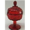 Image 1 : Red Glass Lidded Candy Dish
