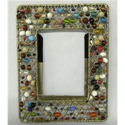 Vintage Woven Metal Beaded Picture Frame