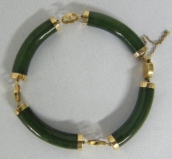 14Kt Gold Jade Bracelet