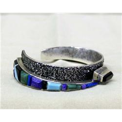 Navajo Sterling Silver Inlay Multi Stone Bracelet
