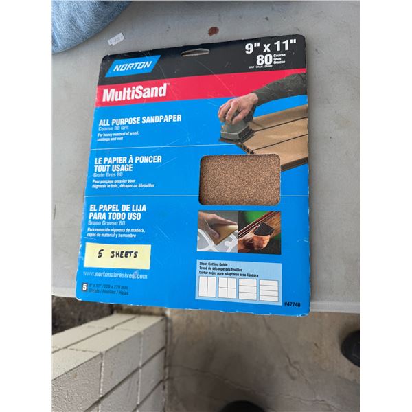 Five sheets of all-purpose sandpaper