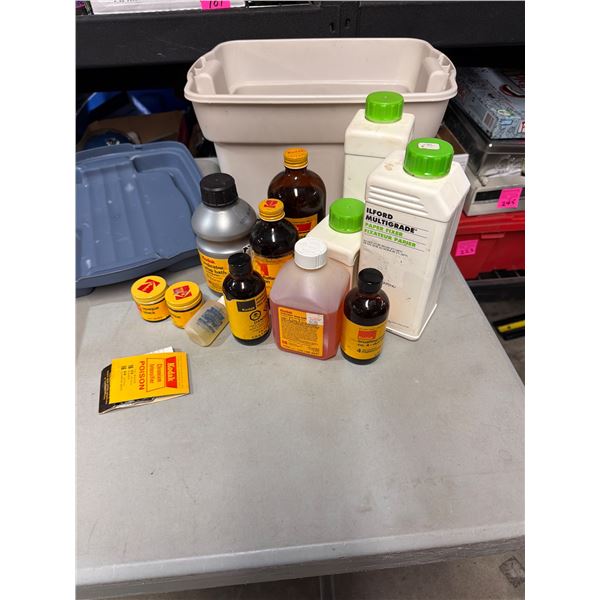 Photography paper, fixer, film cleaner, etc.
