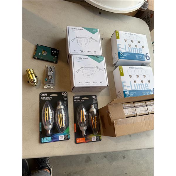 E light bulbs, and other items