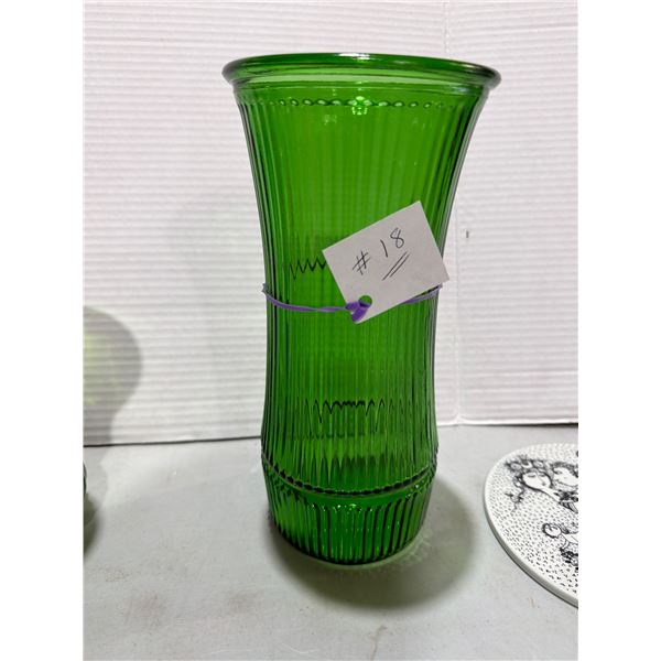 Vintage Hoosier Green glass vase