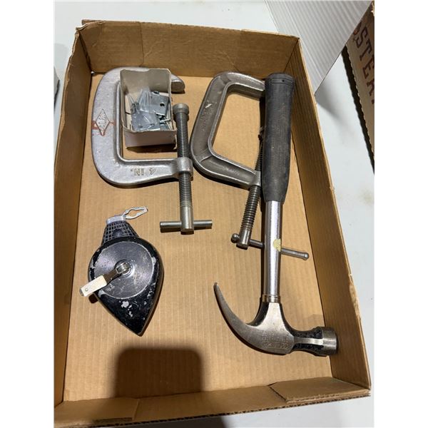 Clamps hammer and chalk line