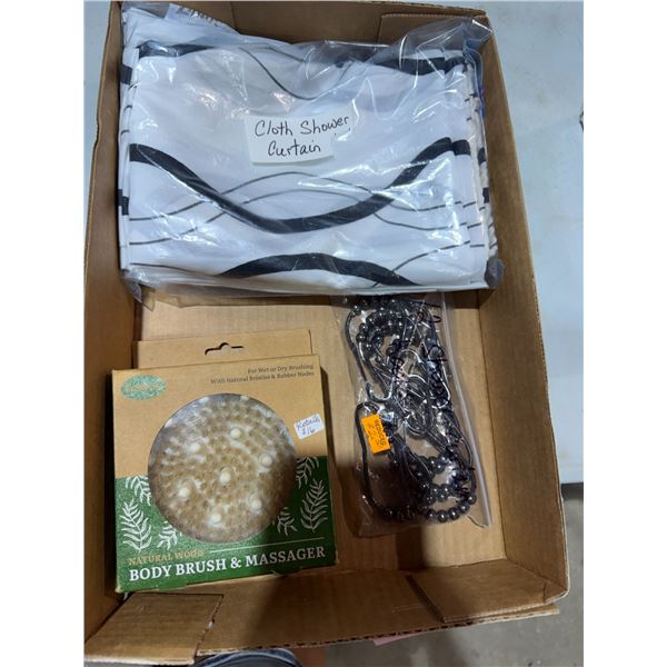 Cloth, shower, curtain, shower, hooks and wet dry brush