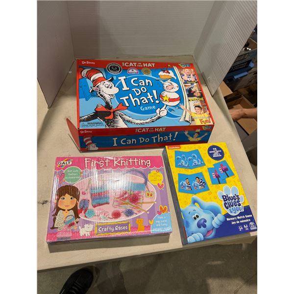 Blue's Clues cat in the hat and knitting items