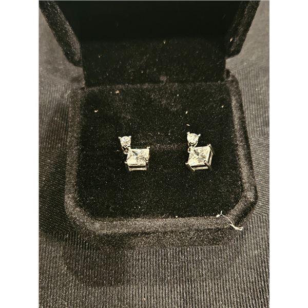 1.0ct each moissanite stone Dangle earrings - Retail $1750