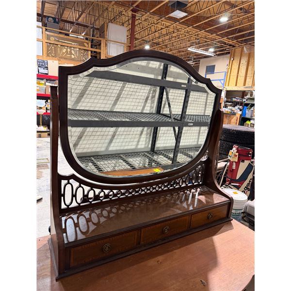 Antique dresser top mirror 35 1/2" x 9" x 30" tall