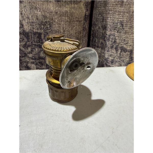 vintage guys dropper carbide miners lamp, shanklin mfg co