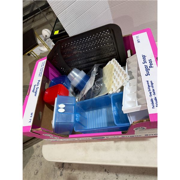 Tupperware. reusable containers ice cube, trays, etc.