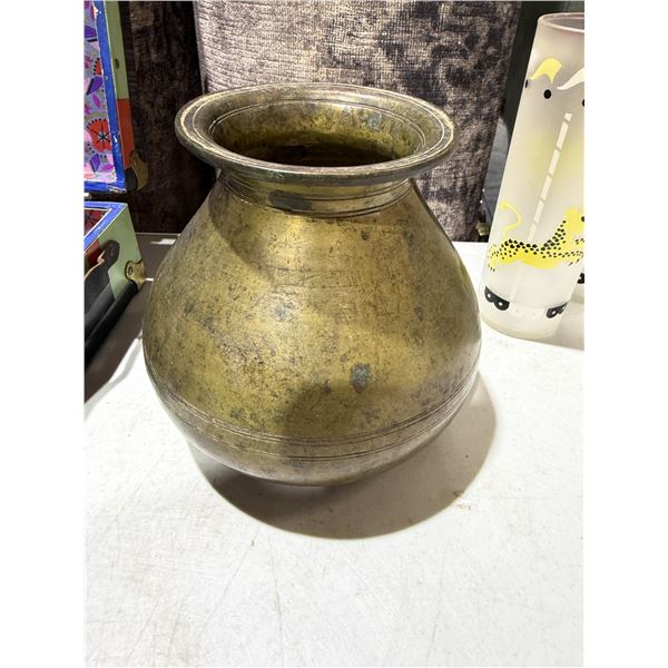 Hand forged brass, Indian LOTA or water pot 6 inches tall