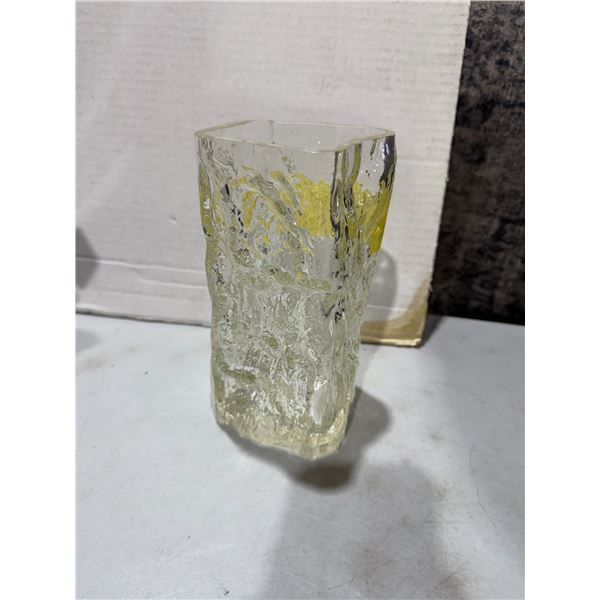 Vintage heavy, textured Scandinavia glass vase MCM
