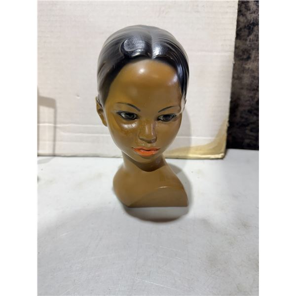 vintage mid-century chalkware or hydrastone head bust