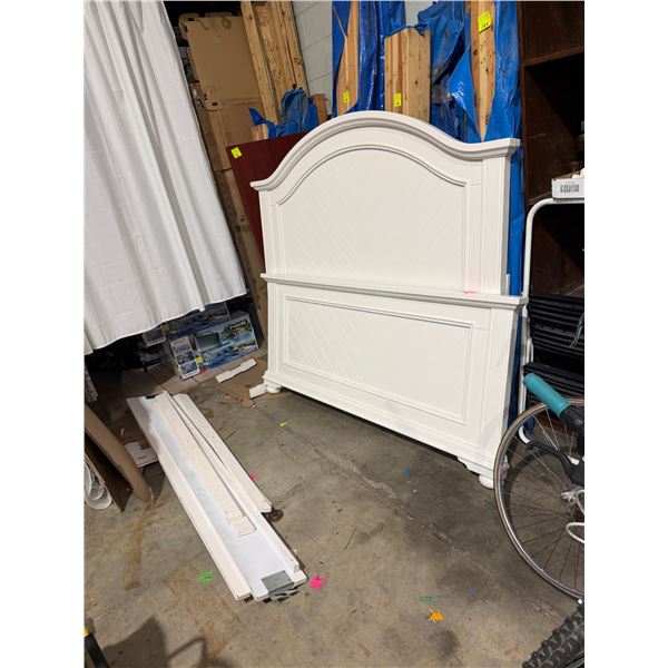 Queen size headboard, footboard, rails, and slats