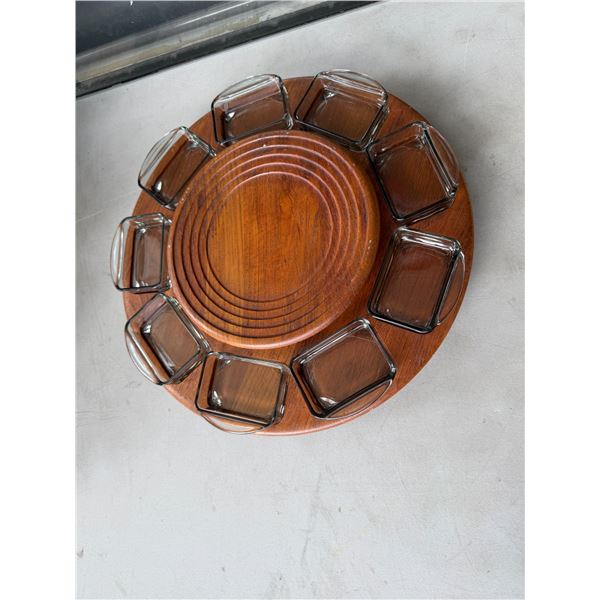 Lazy Susan serving tray with dishes