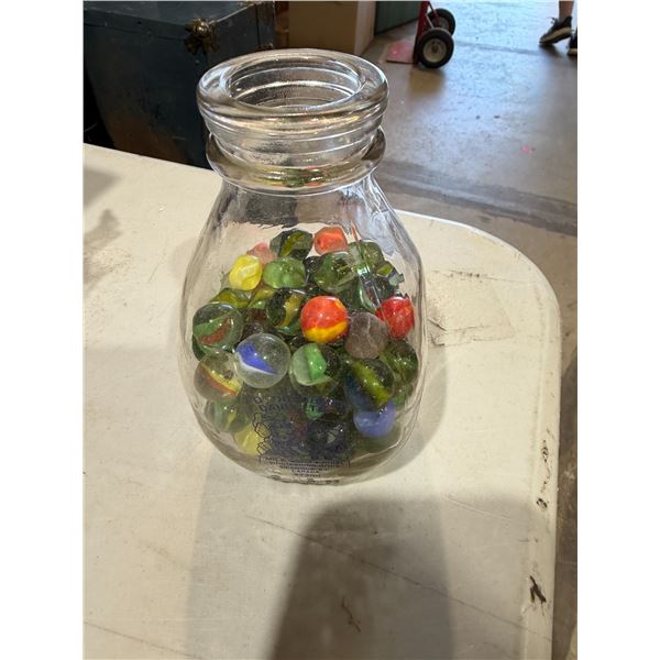 Milk bottle with Vintage marbles