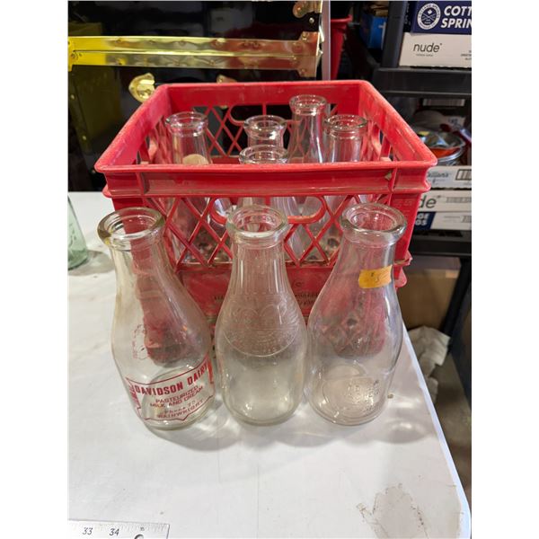 Vintage milk, bottles, Davidson dairy and other