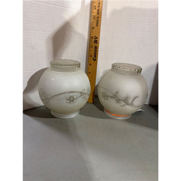 2 Vintage frosted light globes with 3 1/8 inch base