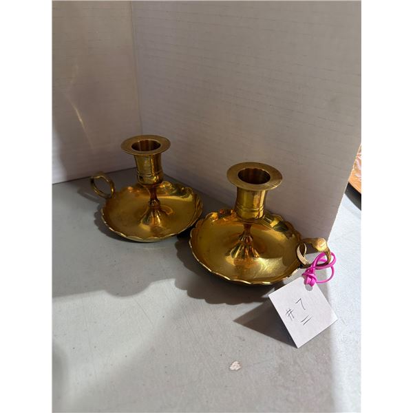 2 vintage brass candle holders
