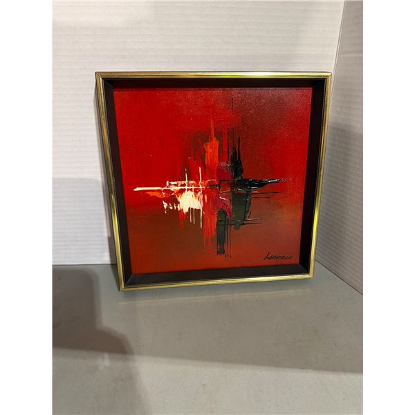 Oil painting on board number 152 rouge signed LABERGE
