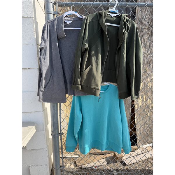 Two zip ups and sweatshirt size X