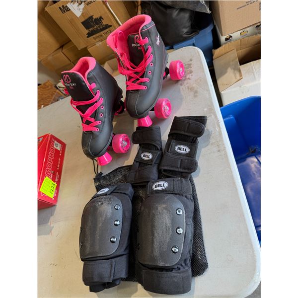 Rollerblades size 7 women's and protective gear