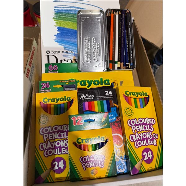 Crayola, pencil, crayons, and other drawing items
