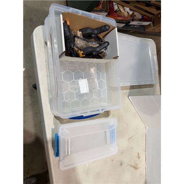 Storage container, containers, and clamps