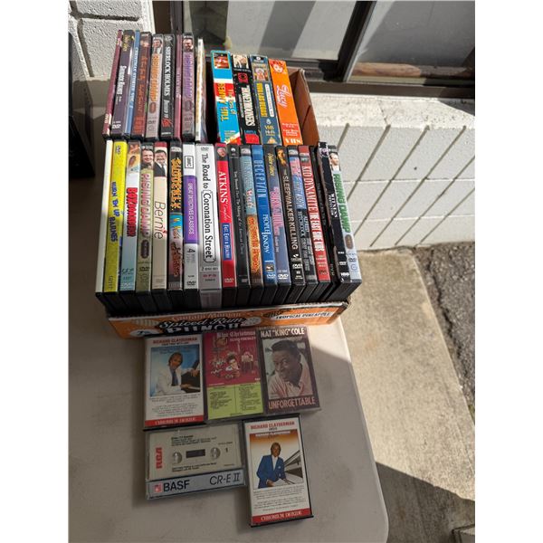 DVDs cassettes and VHS's