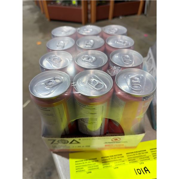 ZOA 12 pk energy drinks white peach 09/12/26