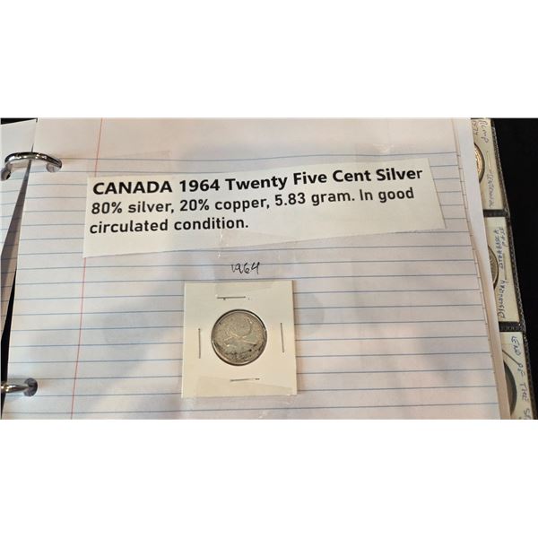 Canada 1964 quarter - 80% silver