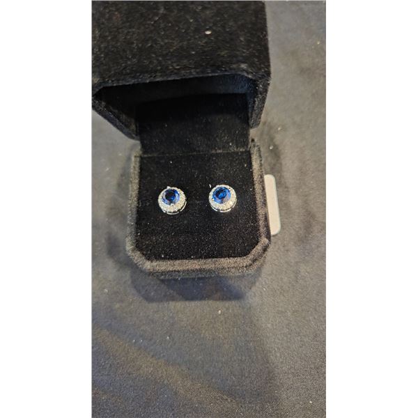 1.0ct Blue Saphhire Halo stud earrings