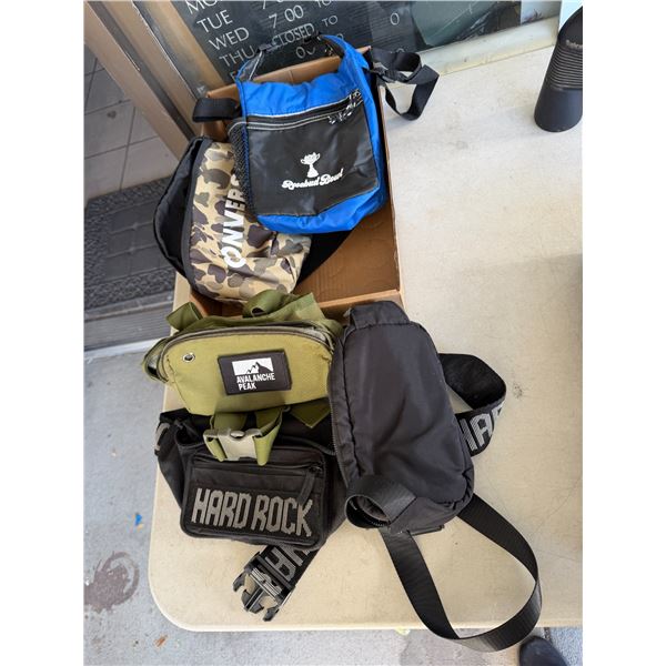 Assorted bags and fanny packs
