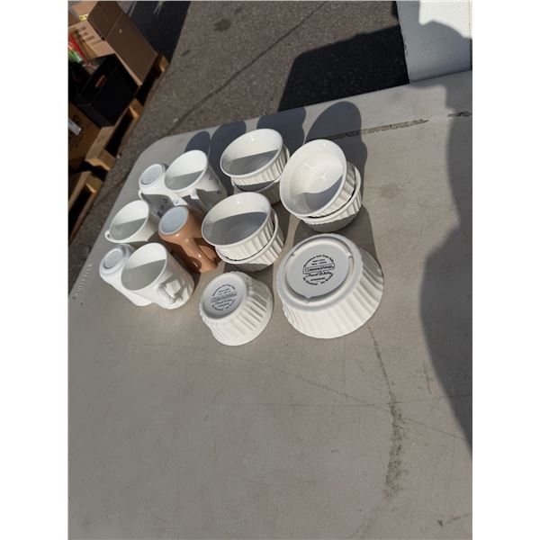 Corning ware cups, and dishes