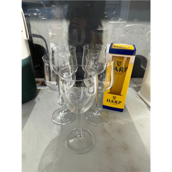 Wine, glasses, and lager glass