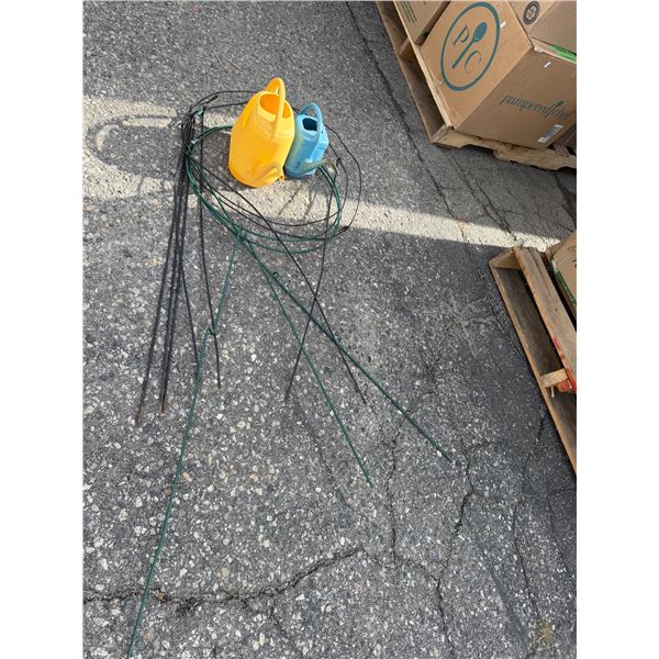 Gardening items and watering can