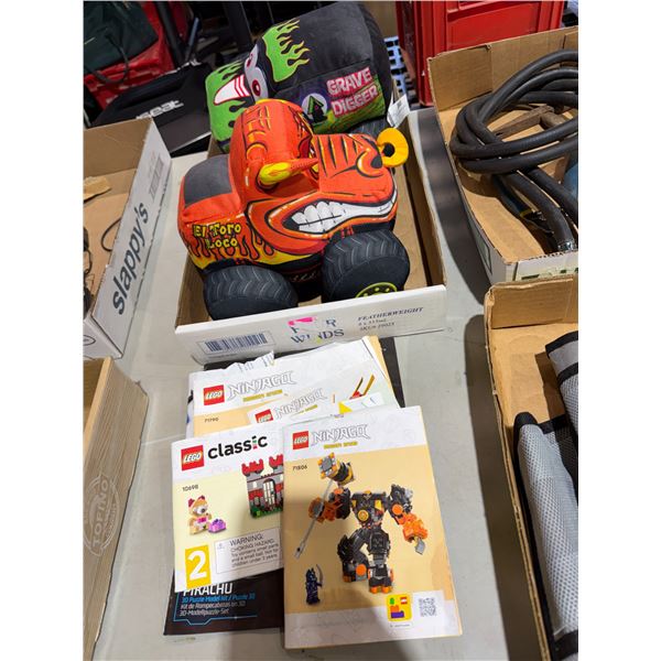 Monster truck, stuffy's, and Lego classic books