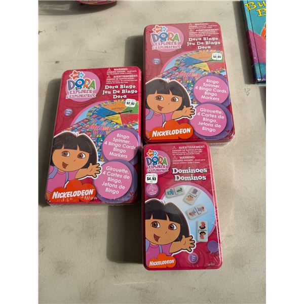 New sealed Dora, dominoes and bingo, etc.