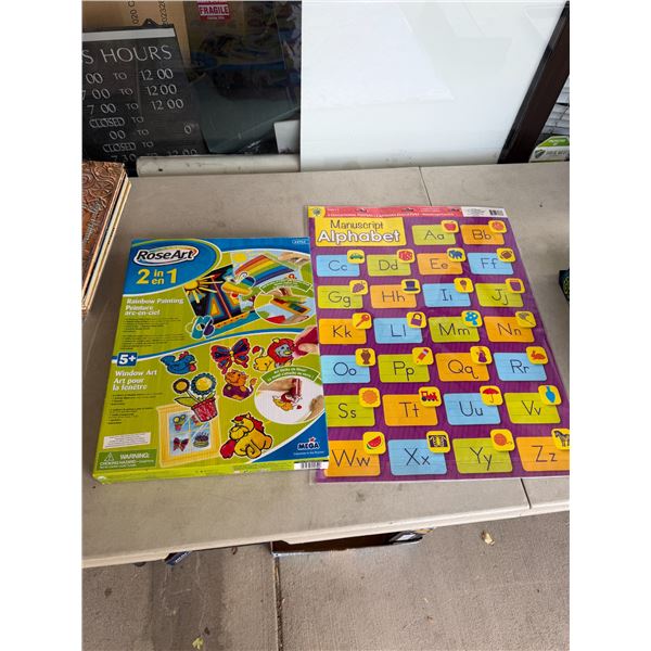 Educational, posters and rainbow painting window, art