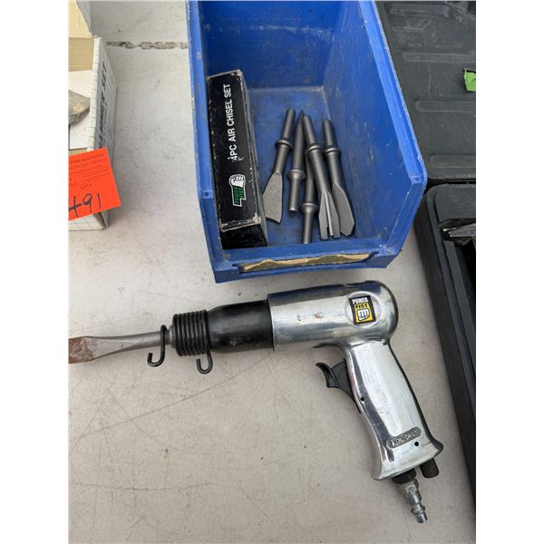Air chisel set with air tool