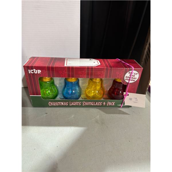 Xmas light shotglass 4 pk
