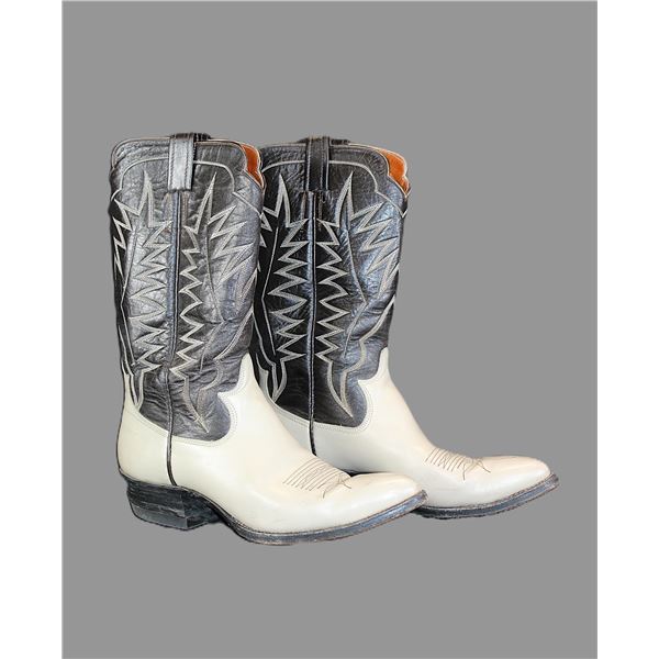 Vintage Sanders Bone Colored Cowboy Boots With Box-9D