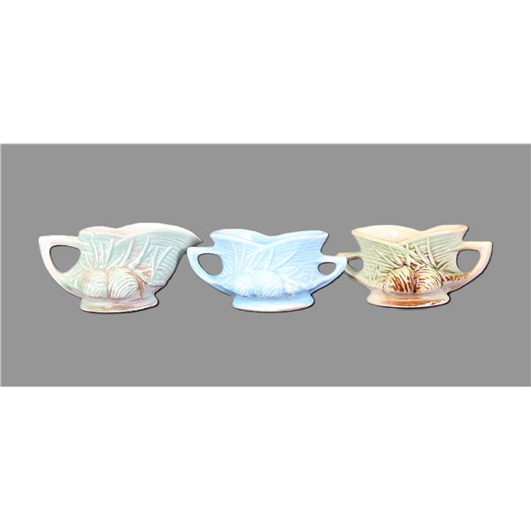 3 McCoy Pine Cone Relief Pieces- 2 Sugar Bowls- Creamer