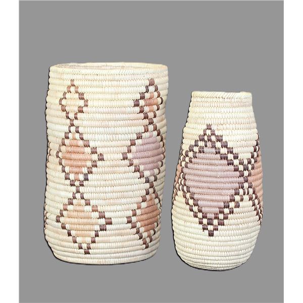 2 Native Baskets Marked Ohandje- 8.5" X 5.25"- 7.5" X 2.5"