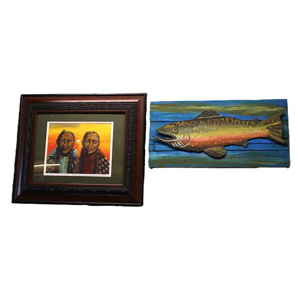 Signed And Numbered Louis Fisher Print - "Twins" 30/50- 19.5" X 17"- Freehand Plasma Cut Metal And P