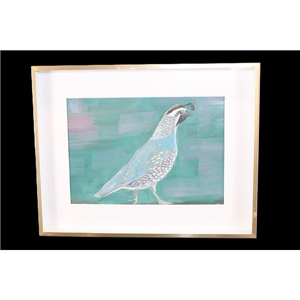 Original Oil Painting Of Quail on Gessoed Paper- "The Need For Speed"- Signed BW (Brianna Widder) Ce