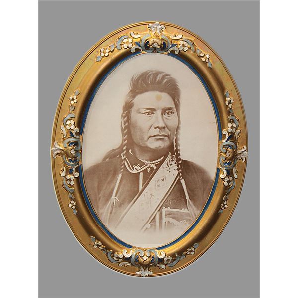 Oval Photograph Of Nez Perce Chief Joseph Taken By DF Barry In 1887- 25" X 19"