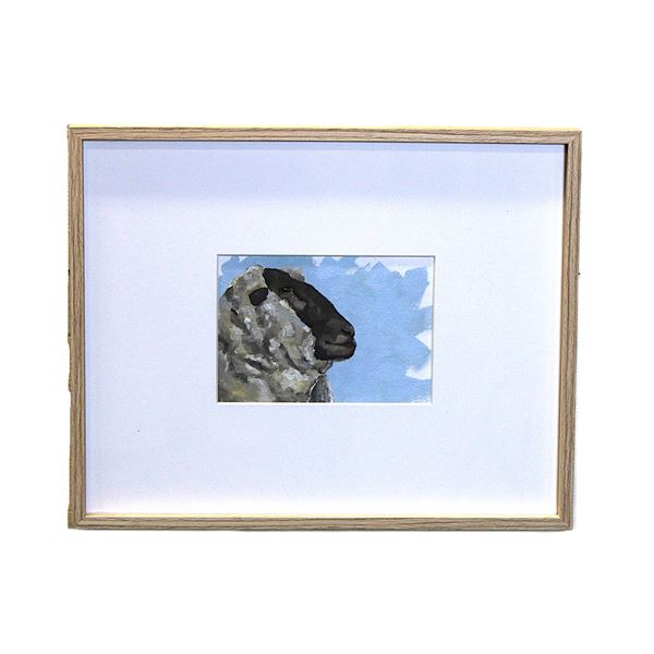 Original Oil Painting Of Sheep on Gessoed Paper- " A Quiet Gaze"- Signed BW (Brianna Widder) Certifi