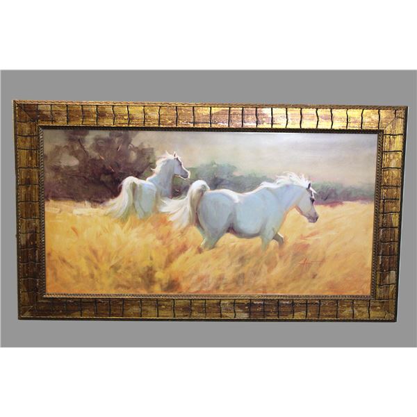 Signed Lani Vaanderer Running Horses Picture- "Meadow"- 42" X 24"